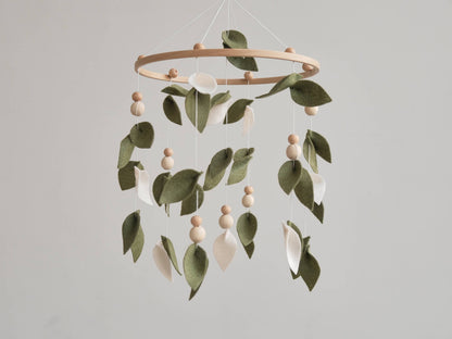 Baby Forest Mobile, Green Floral Nursery Mobile Shower Gift