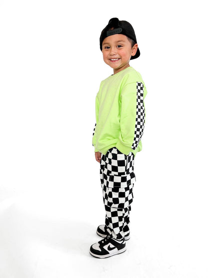 BLACK & WHITE CHECKERED | CARGO SWEATPANTS