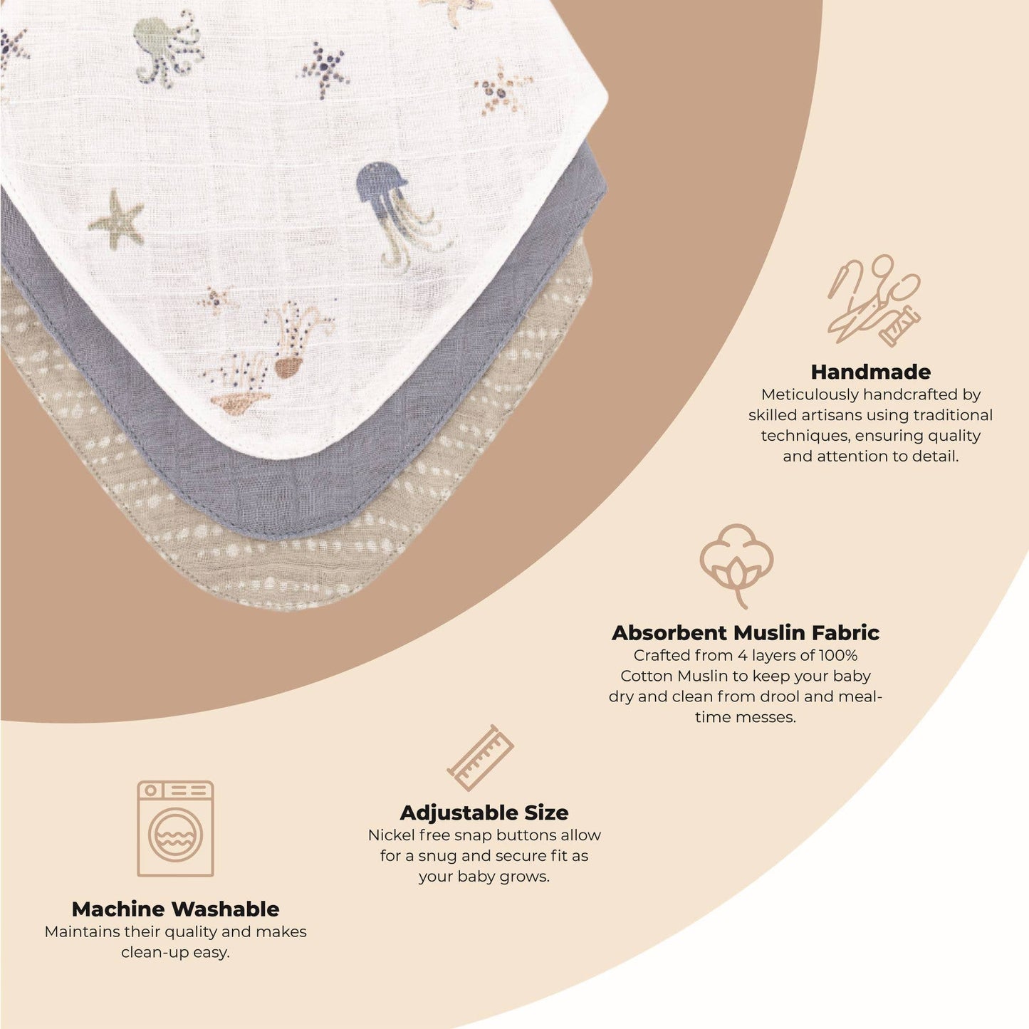 Muslin Bib Set - Cove Ocean