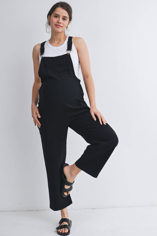 Black Adjustable Overalls Maternity