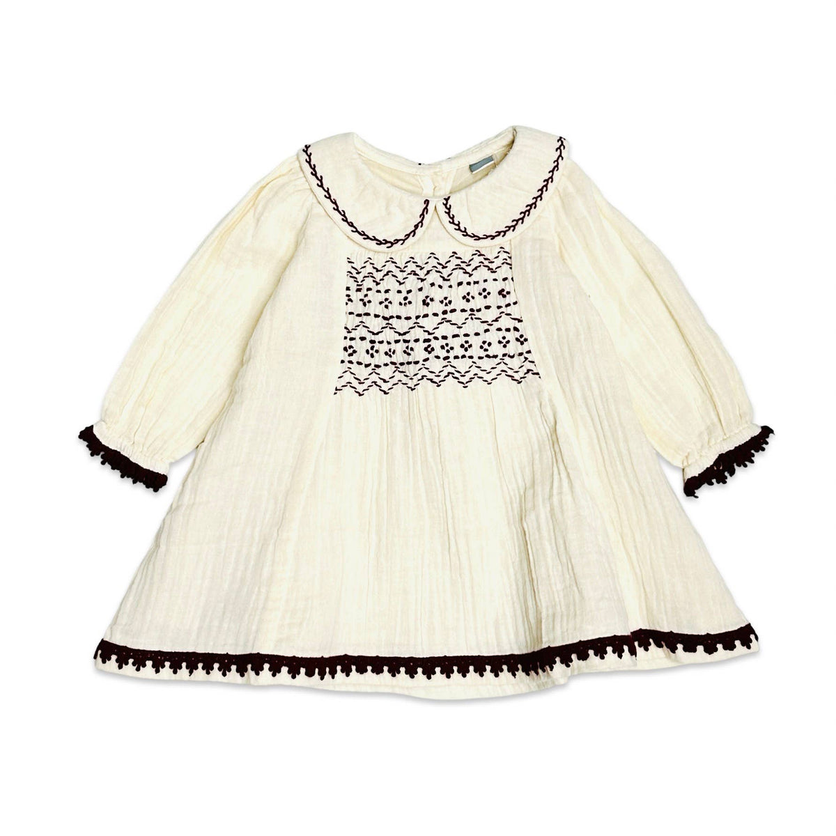 Smocked Muslin Dress - Cream