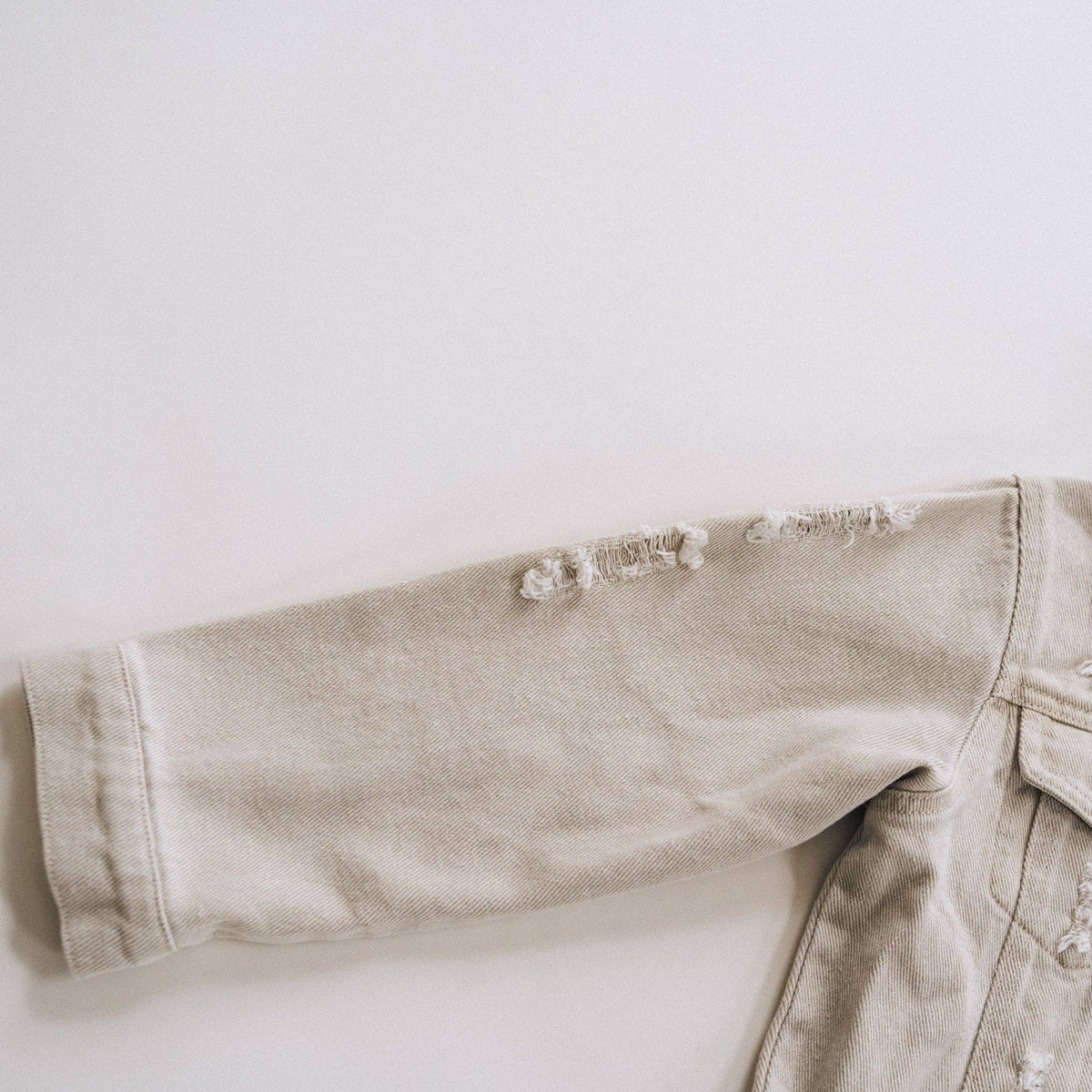 Khaki Distressed Jean Jacket