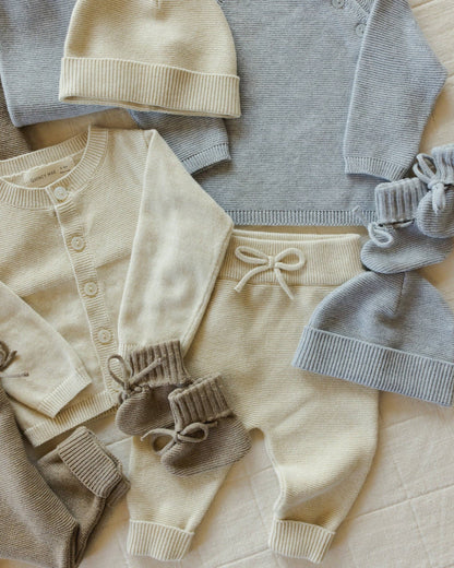Knit Booties - Dusty Blue