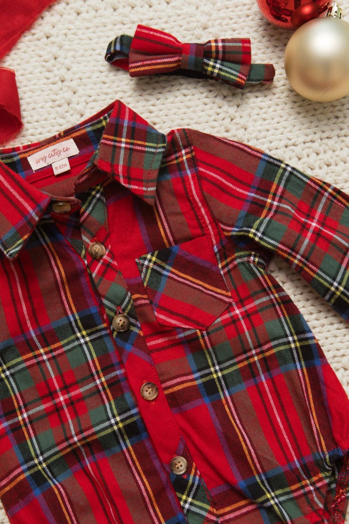 John Romper in Holiday Plaid