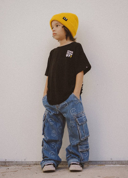Smiley Face Baggy Jeans Blue