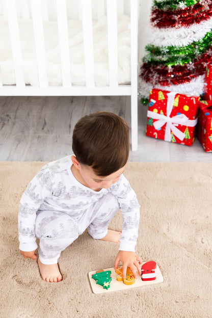 Wooden Christmas Shapes Puzzle, Developmental Learning Toy
