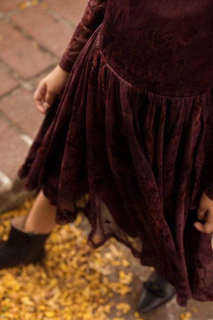 Mini Blair Dress - Maroon Burnout