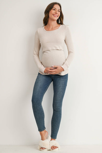 Nursing LS Top with Front Panel - Oat