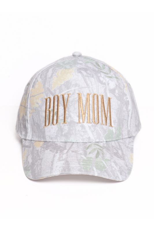 BOY MOM embroidery Camo Print 5 Panel Baseball Cap