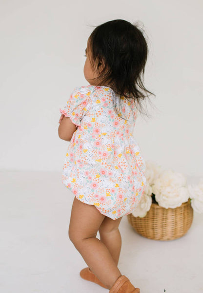 Quinn Poplin Romper - Bunny Field