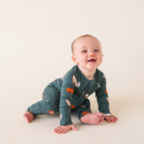 bug + bean kids - Bamboo Zip Romper - Green Cow