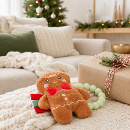Baby Crinkle Teether Toy, Gingerbread, Christmas Toy