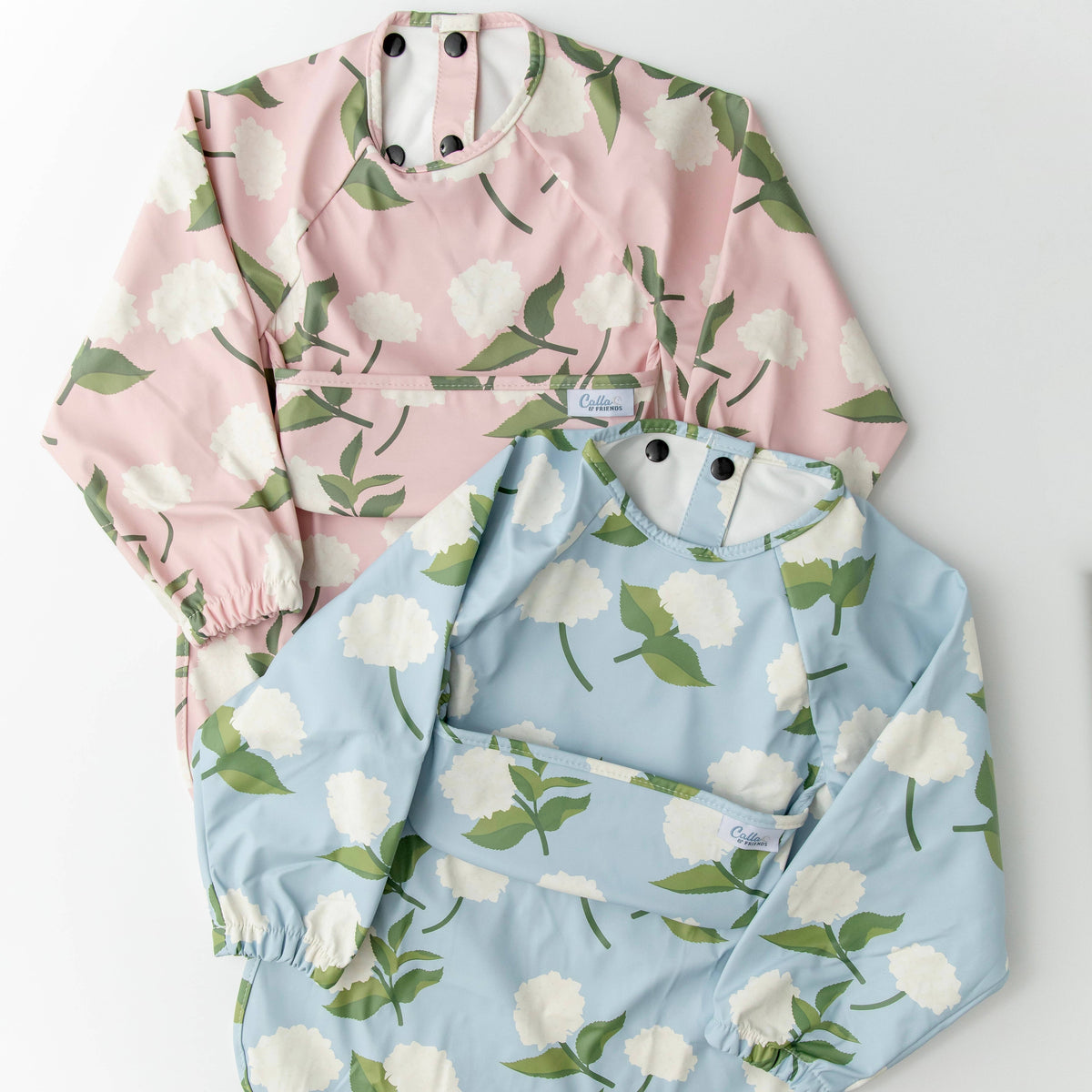 The Grayson Long Sleeve Bib - Hydrangeas