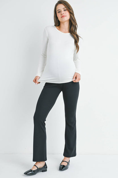 Black Flare Knit Pants Maternity