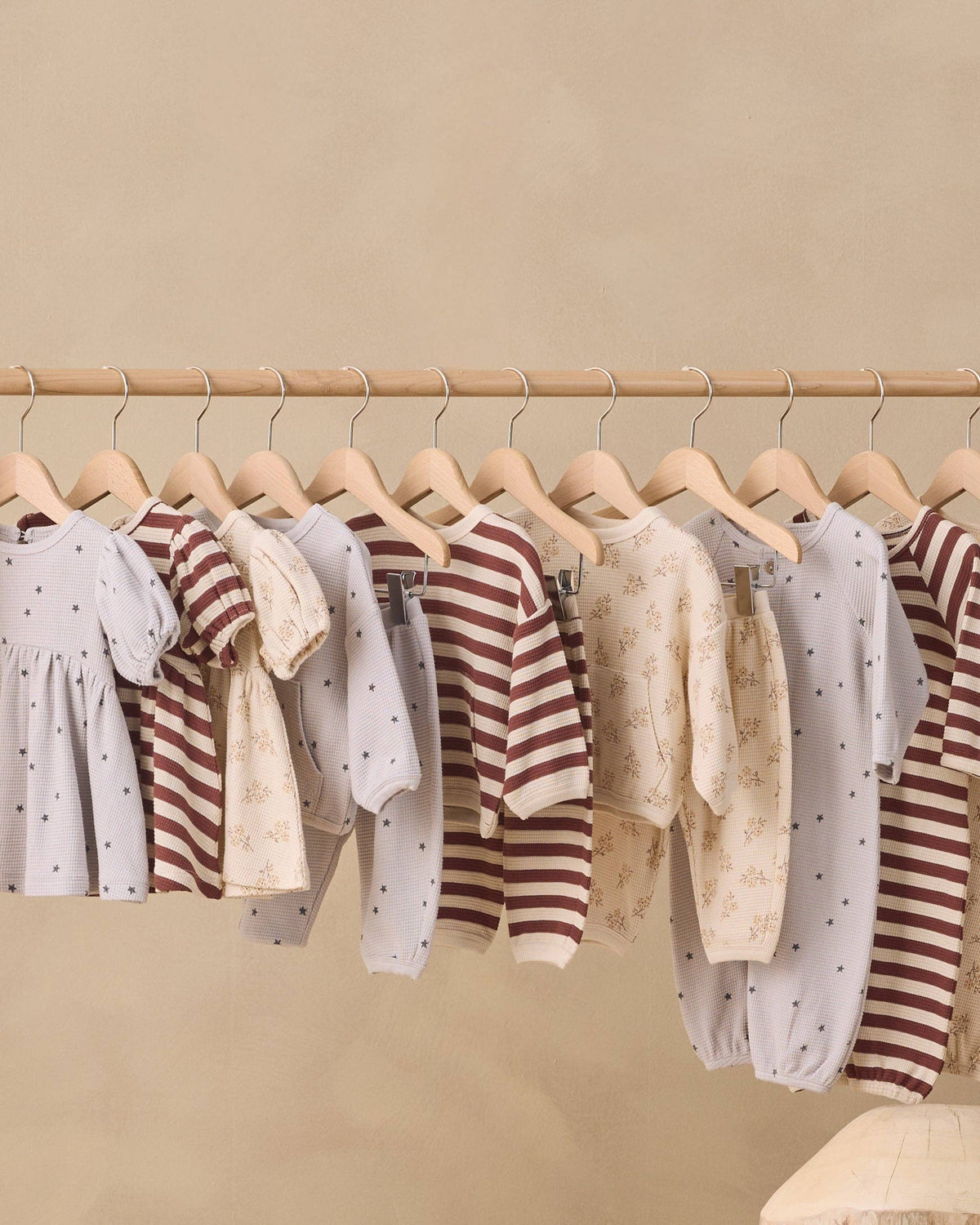 Waffle Slouch Set - Cherry Stripe