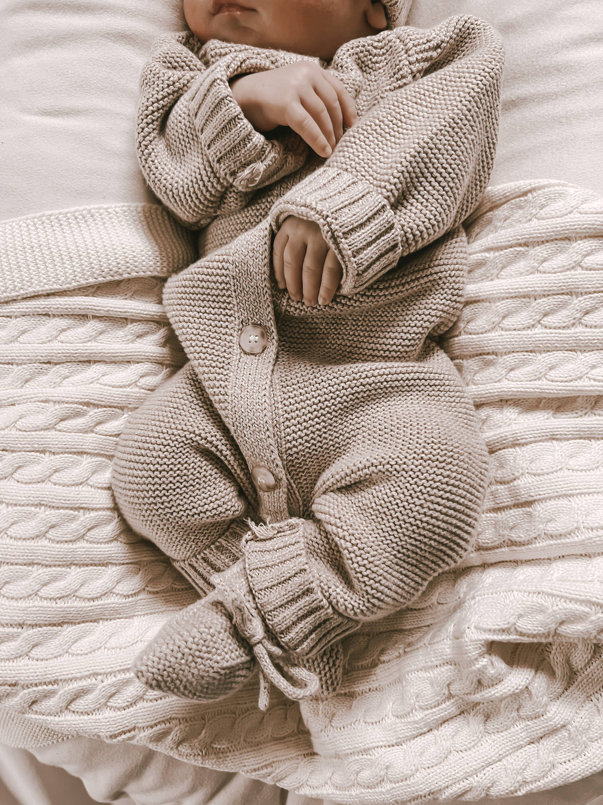 Purl Knit Jumpsuit - Heather Beige
