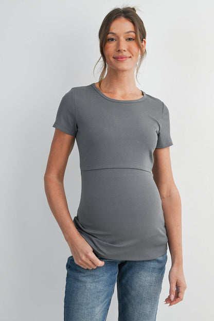 Maternity Nursing T-Shirt w Panel Olive