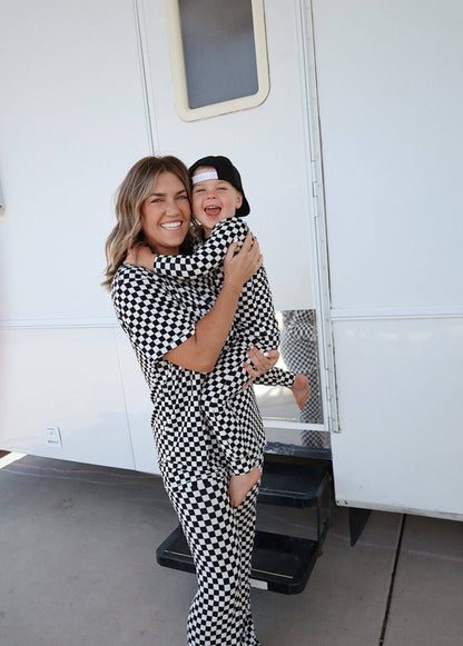 Black Classic Checkered Bamboo Jammies