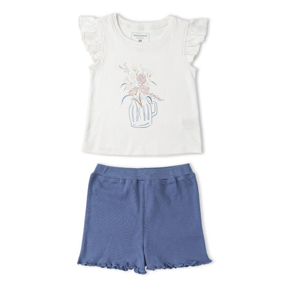 Organic Shorts Set - Blue Floral