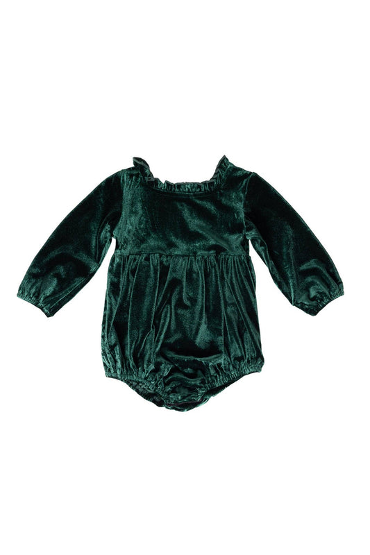 Cypress Romper in Green Velvet