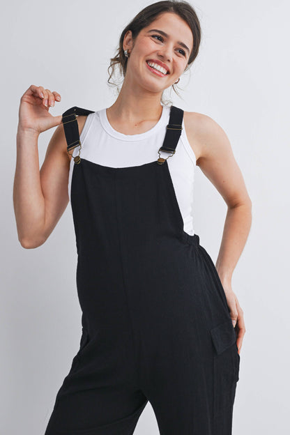 Black Adjustable Overalls Maternity