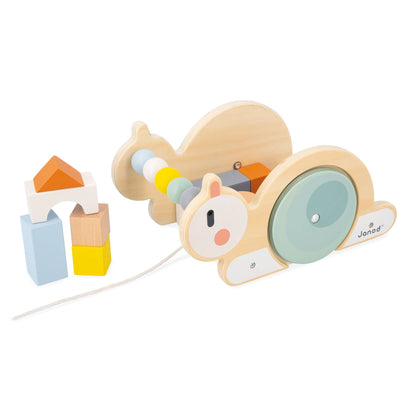 PULL-ALONG SNAIL CUBE TROLLEY