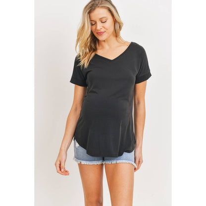 Maternity SS V-Neck T-Shirt - Black