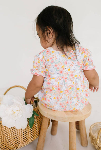 Quinn Poplin Romper - Bunny Field