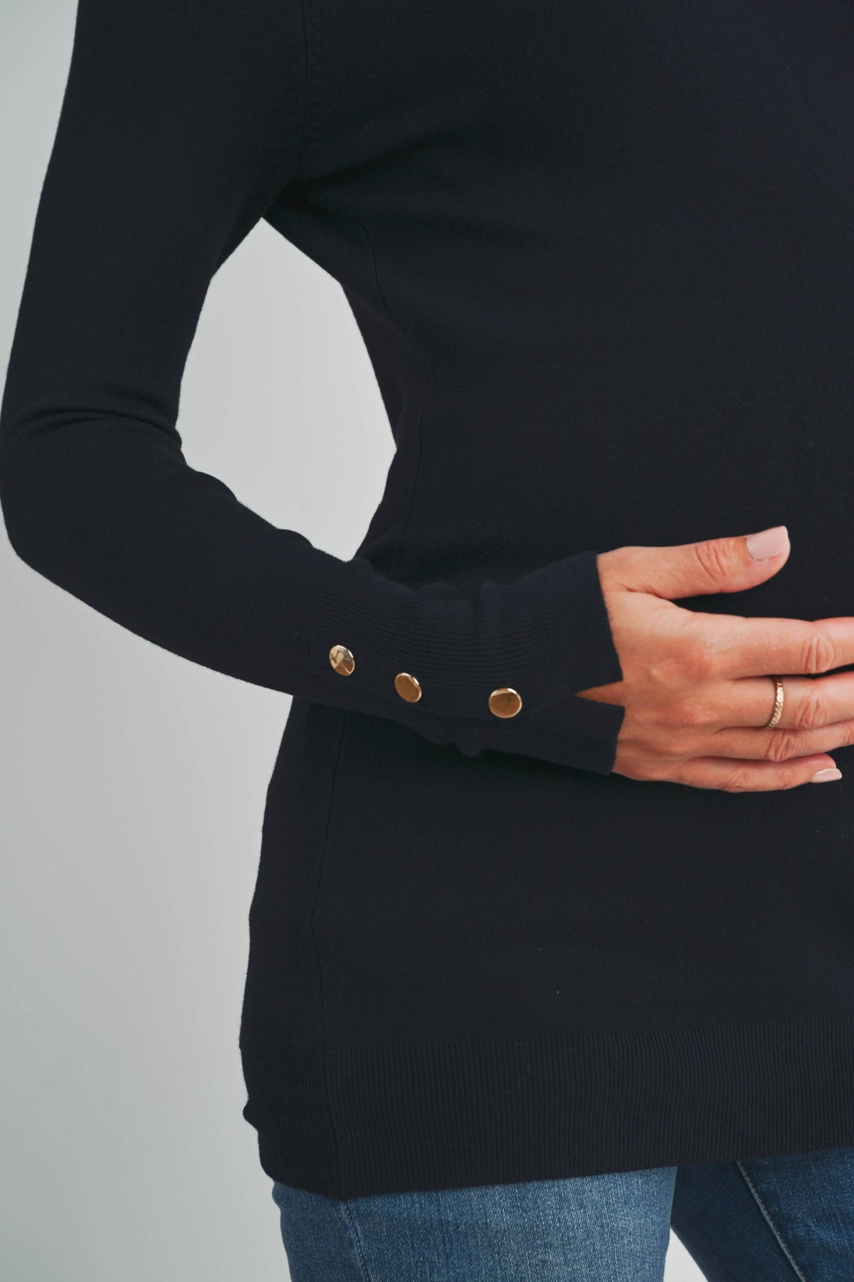 Maternity LS Button Cuff Knit Top