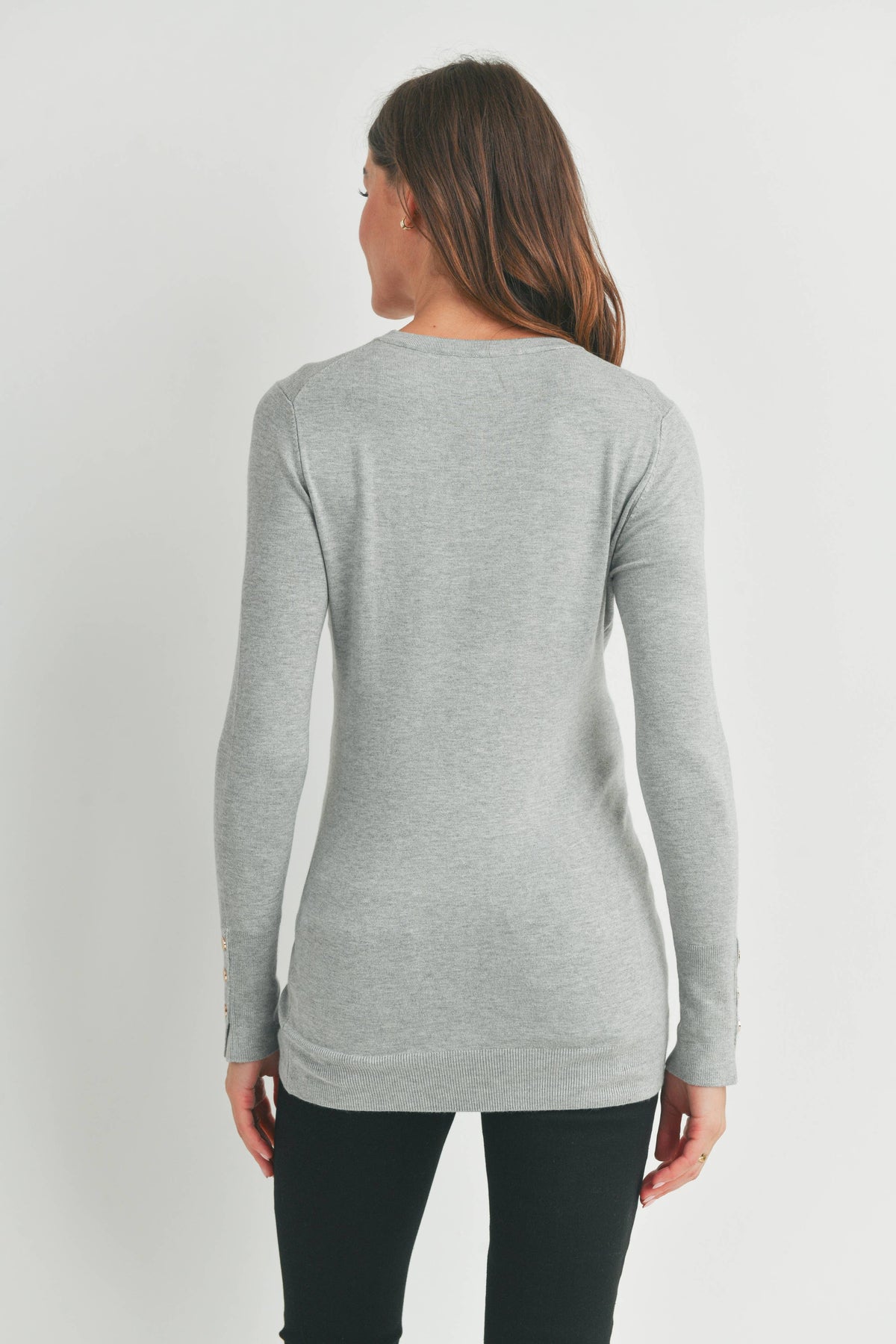 Maternity LS Button Cuff Knit Top