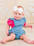 Denim Flutter Overall Romper