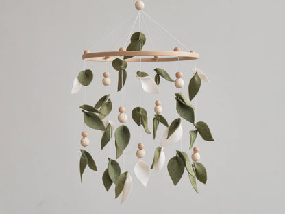 Baby Forest Mobile, Green Floral Nursery Mobile Shower Gift