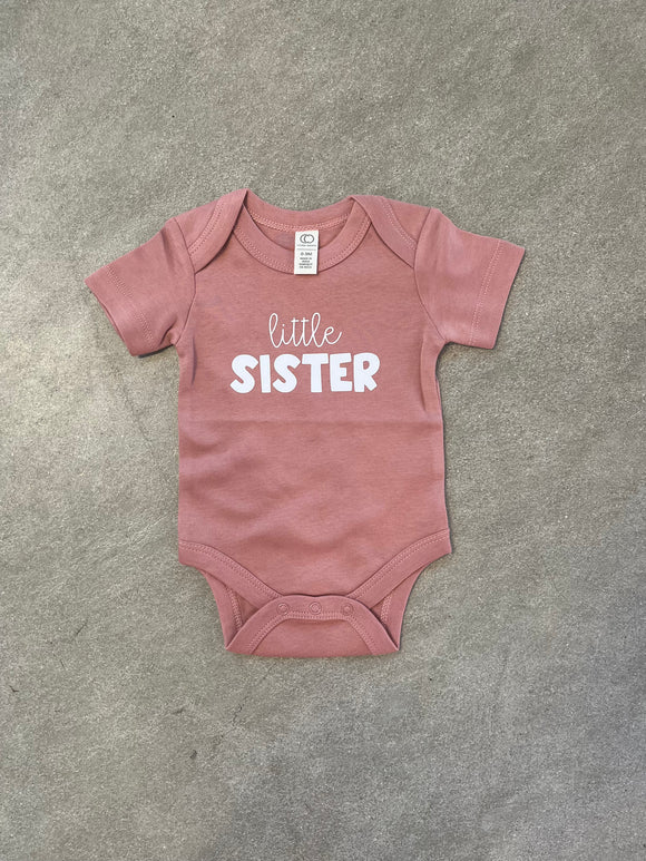 Little Sister 0-3M Onesie - Pink