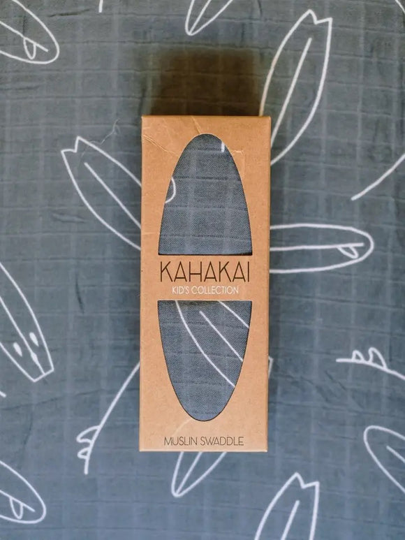 Kahakai Kids Collection- Surfboard Swaddle-Charcoal
