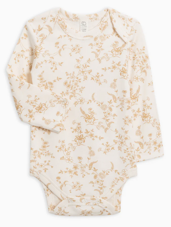 Organic Baby River Bodysuit - Julia Floral / Latte