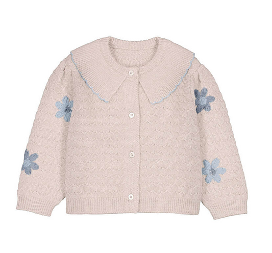 Floral Embroidered Cardigan - Milk