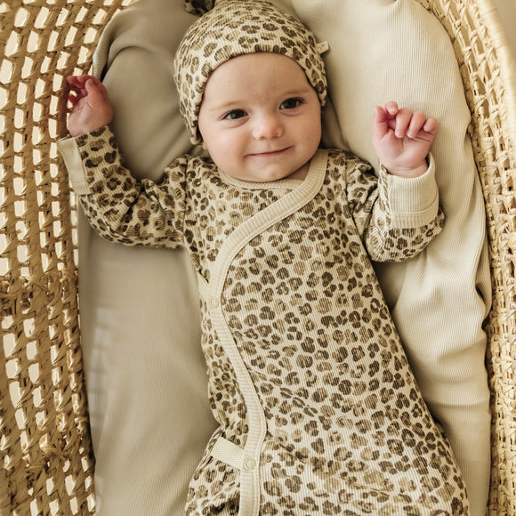 Organic Kimono Knotted Sleep Gown - Spotted