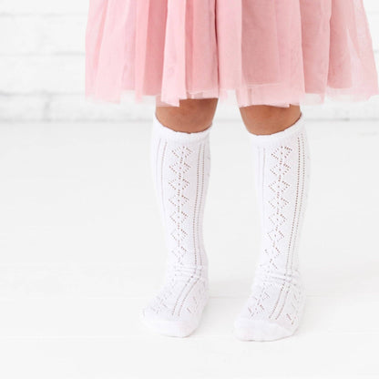 Fancy Knee High Socks - White