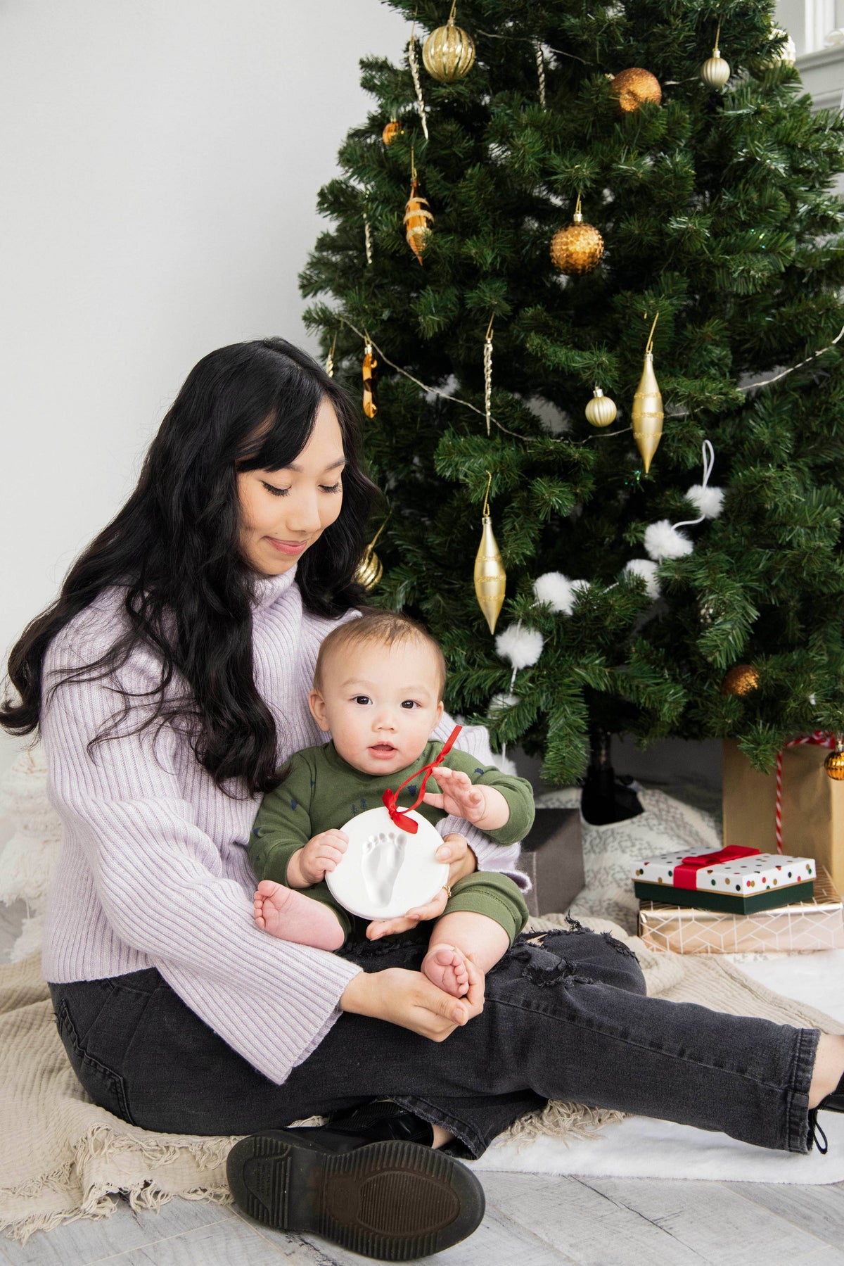 Baby Handprint or Footprint Christmas Ornament Kit, Set of 2