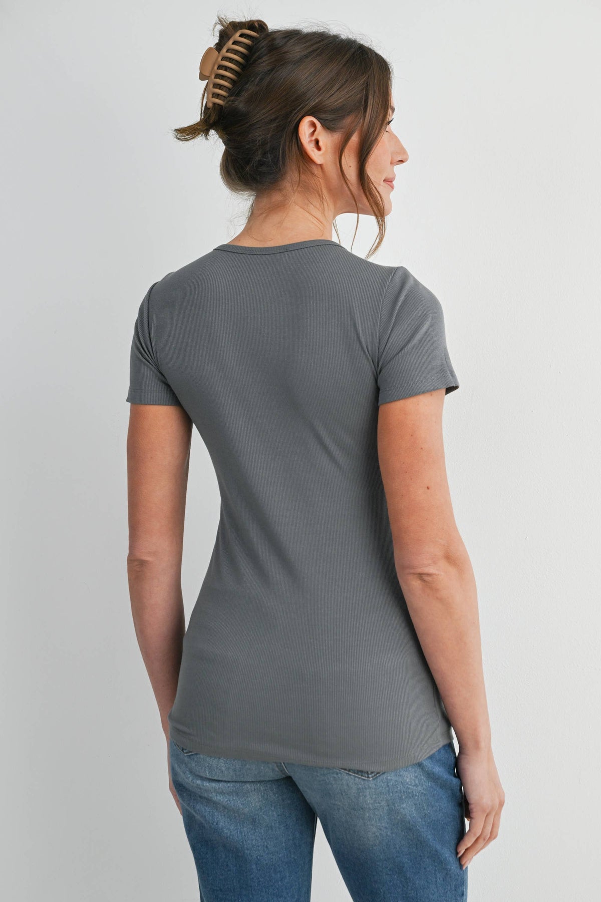 Maternity Nursing T-Shirt w Panel Olive