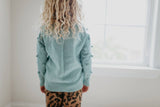 Adorable Sweetness - Kids Teal Pom Pom Winter Sweater: 5/6