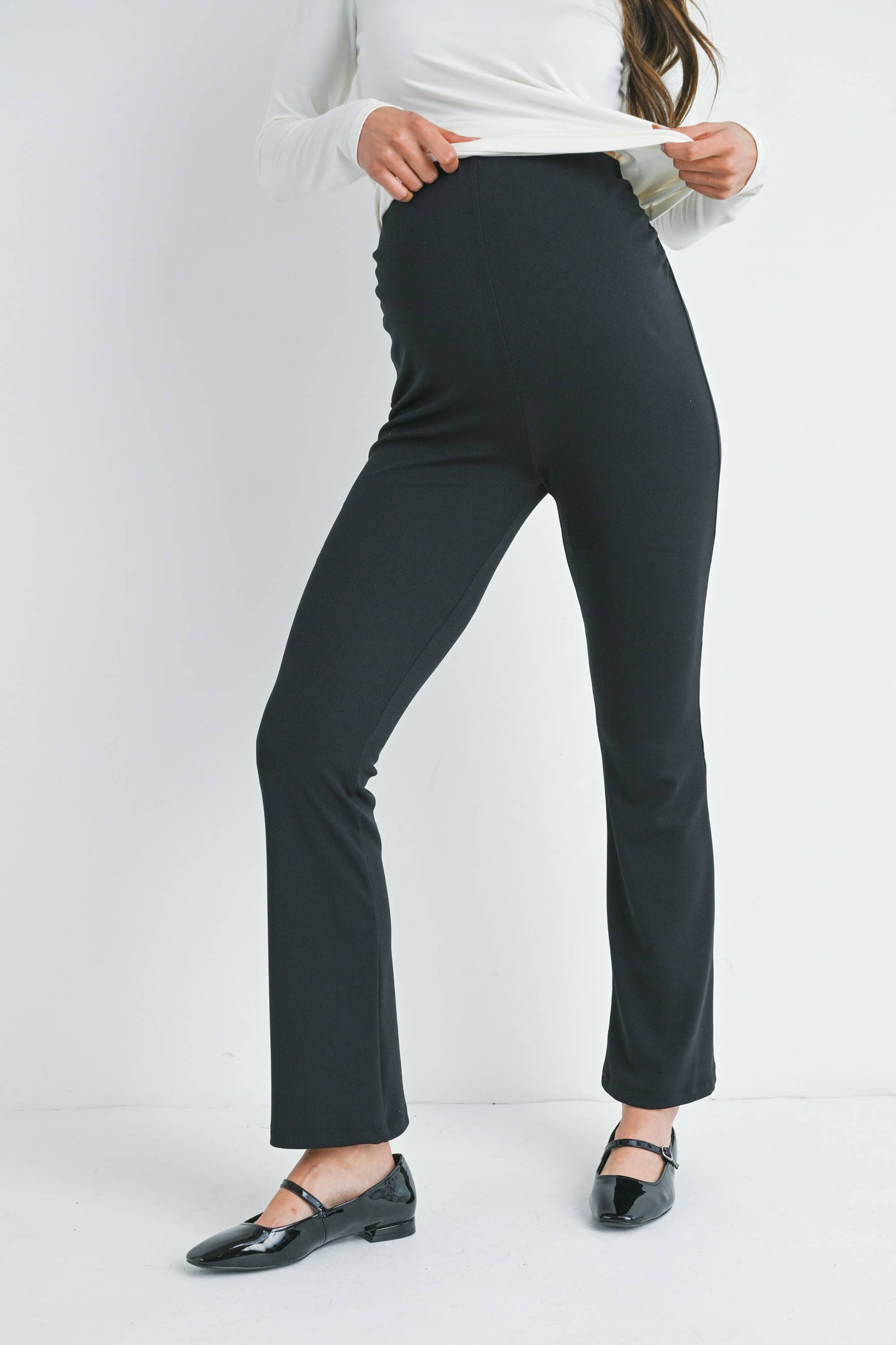 Black Flare Knit Pants Maternity