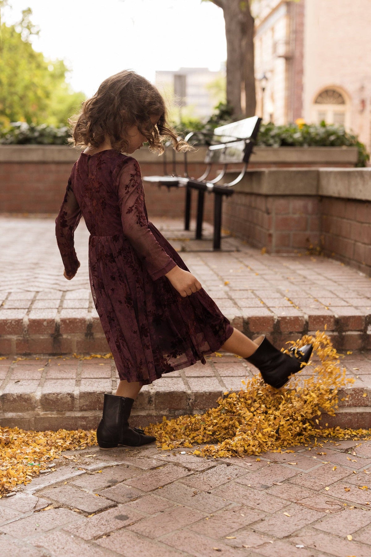 Mini Blair Dress - Maroon Burnout