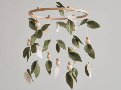 Baby Forest Mobile, Green Floral Nursery Mobile Shower Gift