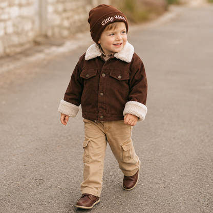 Matching Knit Hats- Little Man- Dark Brown