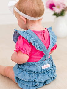 Denim Flutter Overall Romper