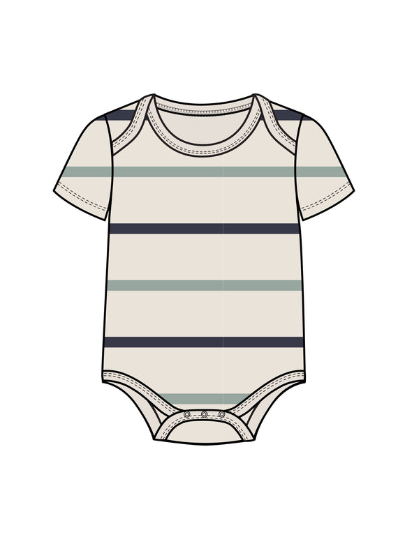 Organic Baby Afton Bodysuit - Navy/Jade