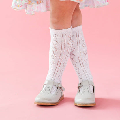 Fancy Knee High Socks - White