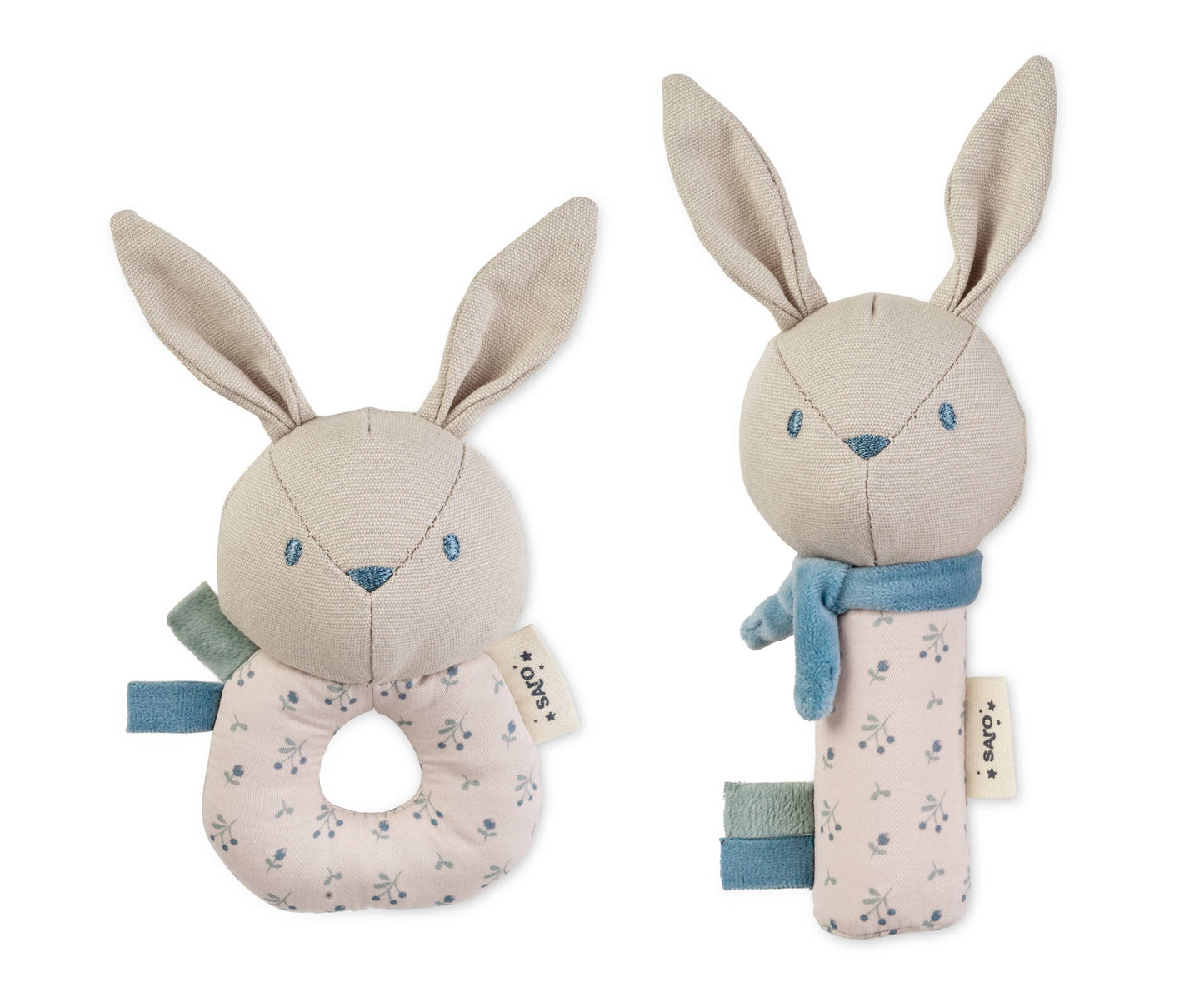 Plush bunny rattle-blue
