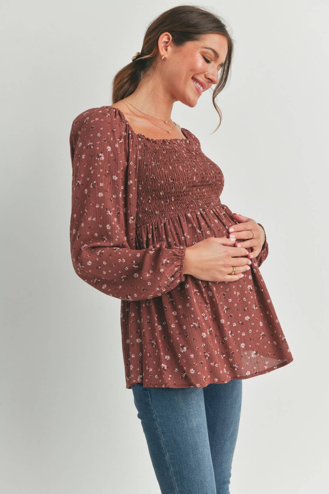 Floral Smocked Blouse Maternity
